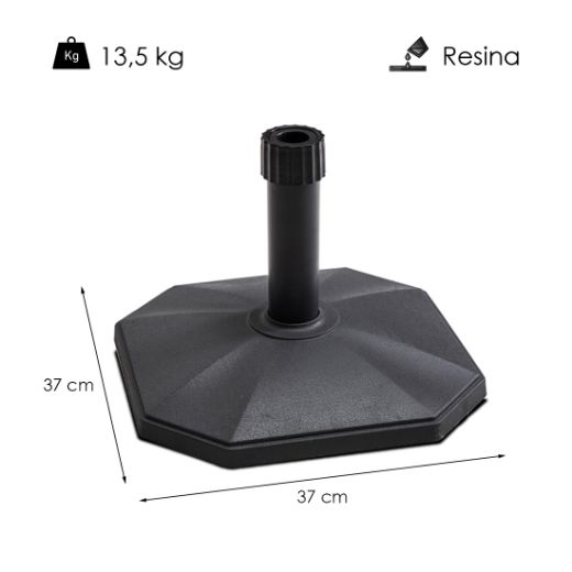 Imagen de Base de Sombrilla Ajustable Resina Negro de 13,5kg 37x37 cm