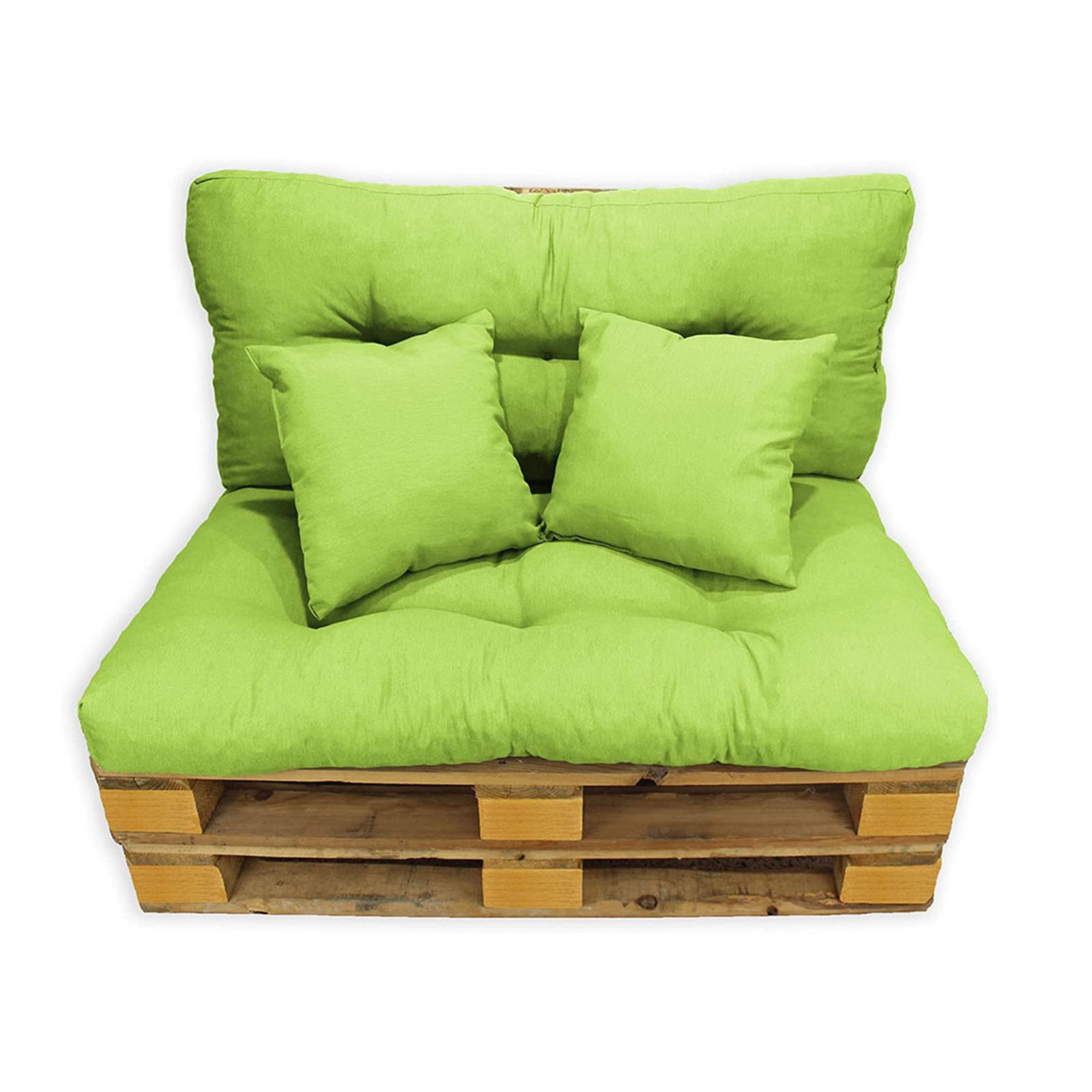Imagen de Respaldo para sofa de palets con cojines pistacho