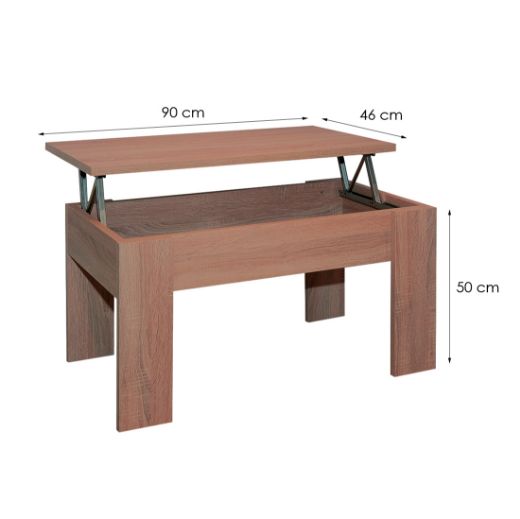 Imagen de Mesa de Centro Elevable 46x90x50 cm Nogal