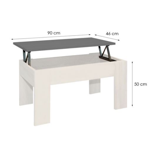 Imagen de Mesa de Centro Elevable 46x90x50 cm Blanco Piedra