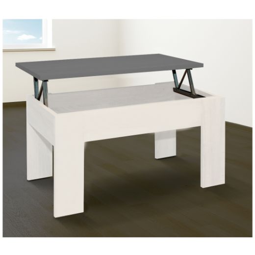 Imagen de Mesa de Centro Elevable 46x90x50 cm Blanco Piedra