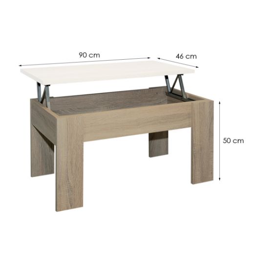 Imagen de Mesa de Centro Elevable 46x90x50 cm Blanco Cambria