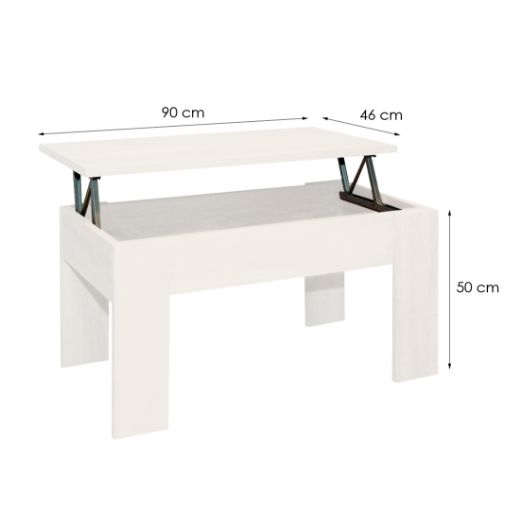 Imagen de Mesa de Centro Elevable 46x90x50 cm Blanco